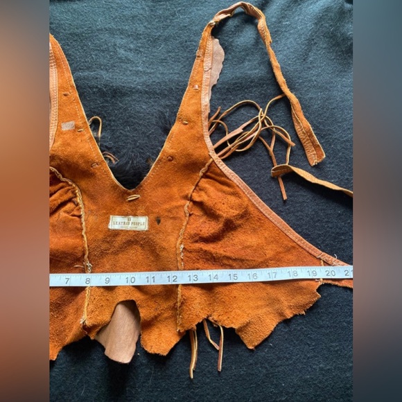 VTG 70’s Deerskin Halter Suede Genuine Leather Feather Handmade Top! - Picture 8 of 11